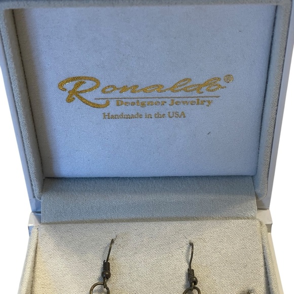 Ronaldo Brass Hoop Bead Necklace French Wire Earrings Set - Picture 4 of 9